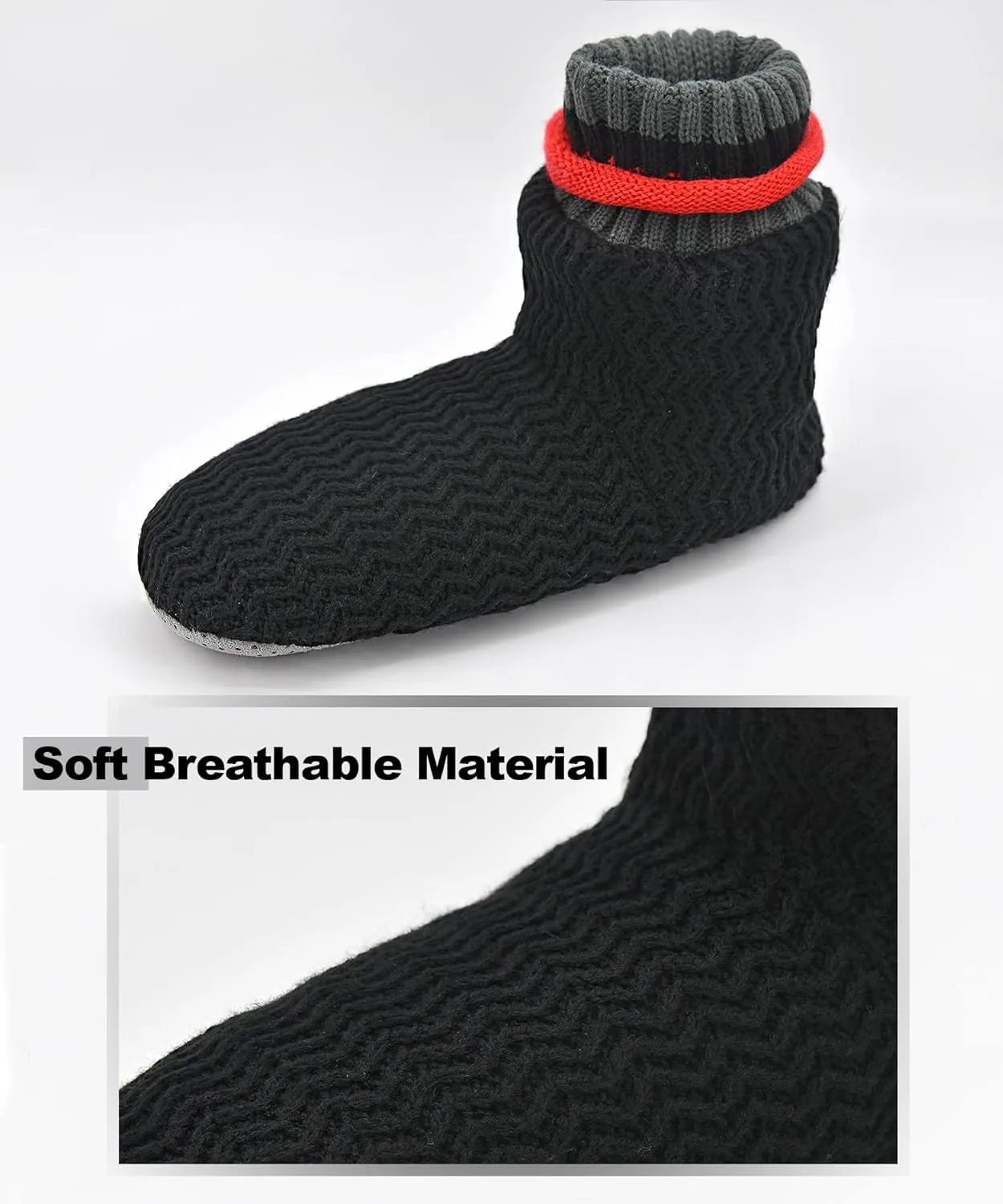 Keyela Slipper Socks Soft Cozy Thick House Indoor Boot Sock Shoes with Anti-Skid Bottom Soles for Men's