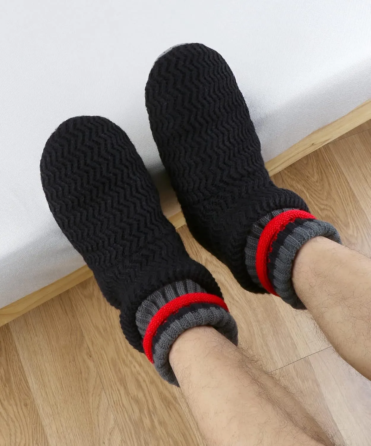 Keyela Slipper Socks Soft Cozy Thick House Indoor Boot Sock Shoes with Anti-Skid Bottom Soles for Men's