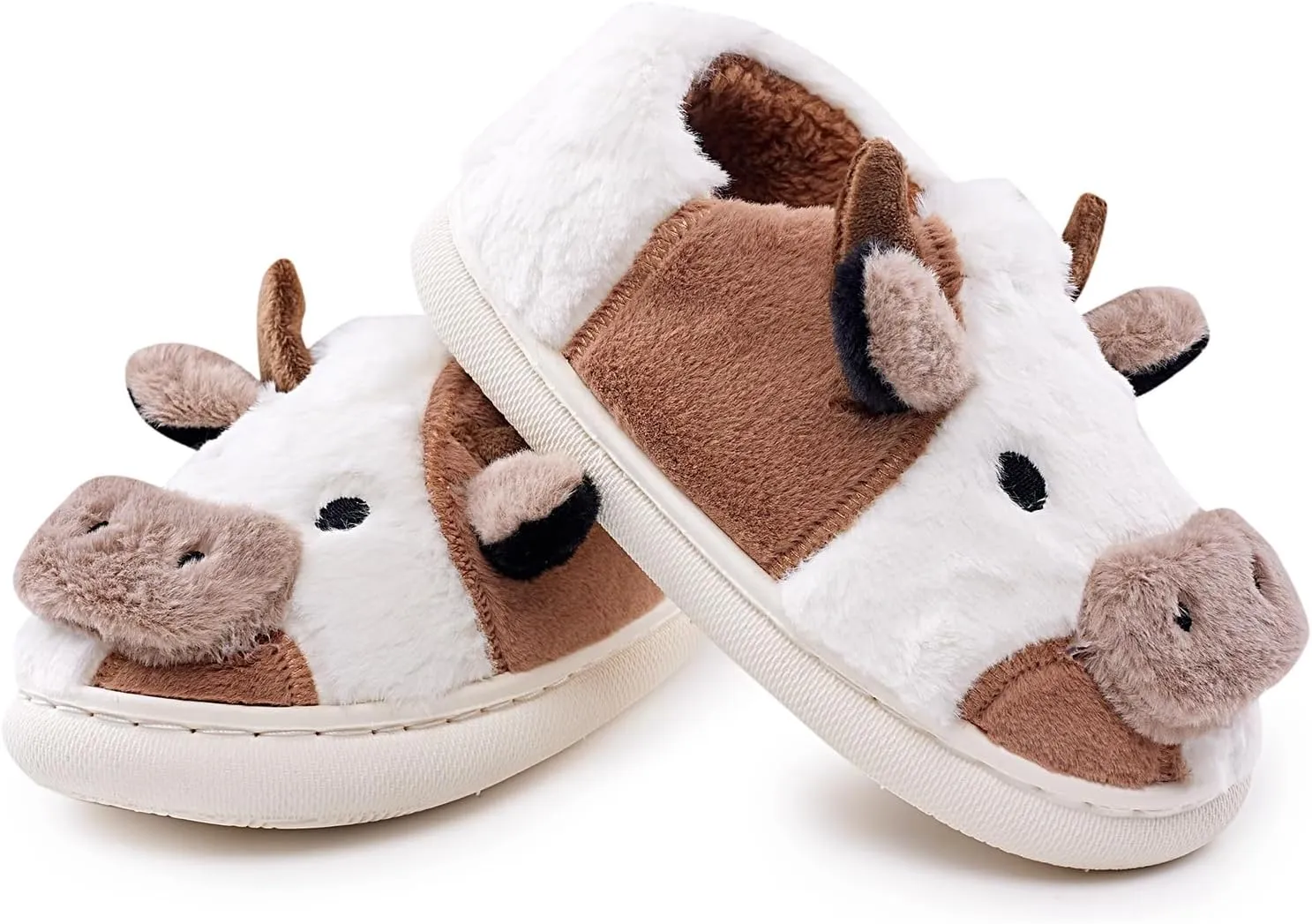 Kids Cow Animal Slippers, Toddler Boys Girls Cute Fuzzy Non-Slip House Slippers for Indoor and Outdoor