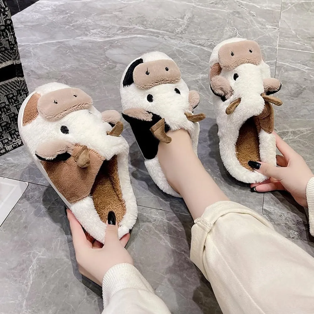 Kids Cow Animal Slippers, Toddler Boys Girls Cute Fuzzy Non-Slip House Slippers for Indoor and Outdoor