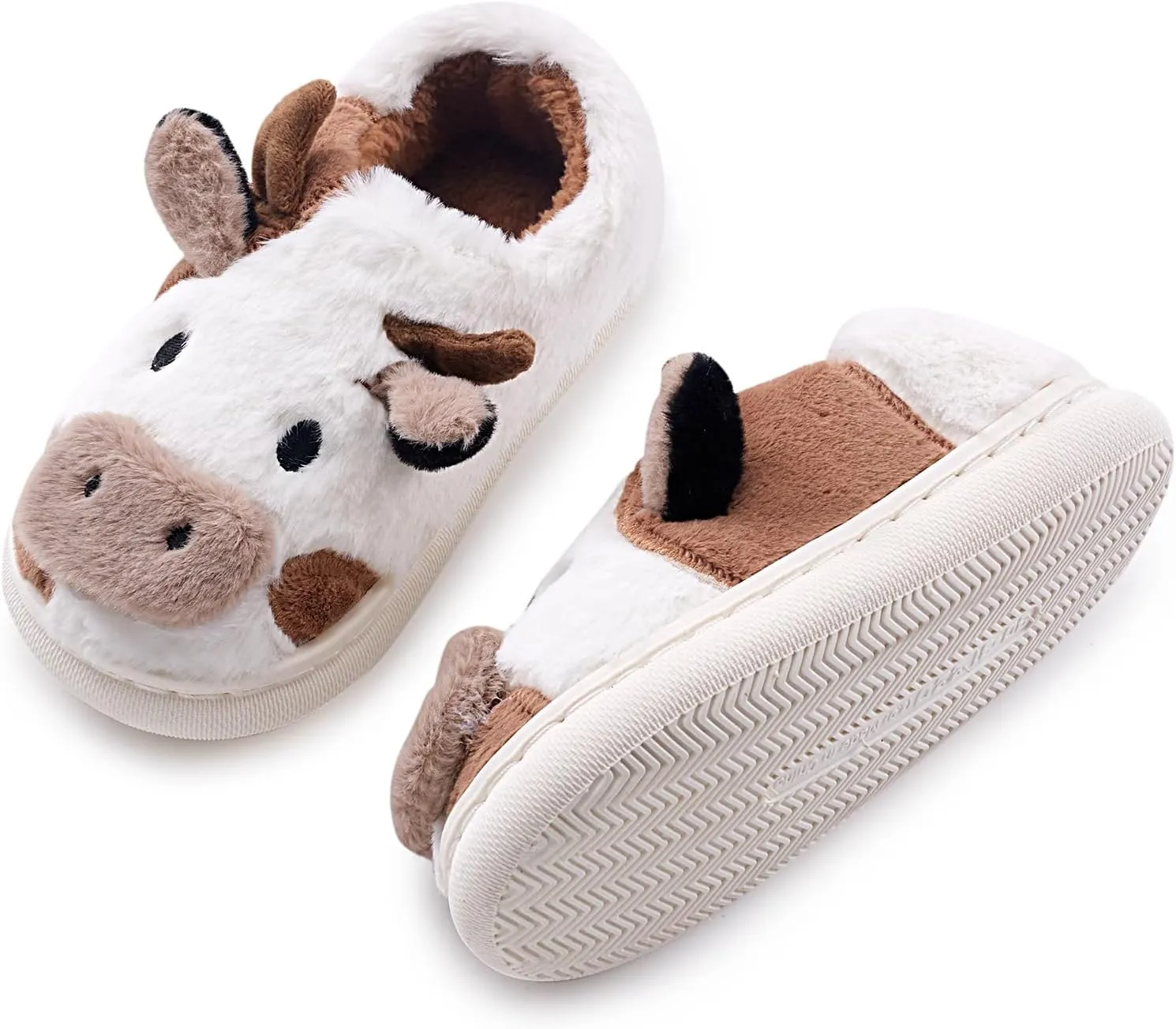 Kids Cow Animal Slippers, Toddler Boys Girls Cute Fuzzy Non-Slip House Slippers for Indoor and Outdoor