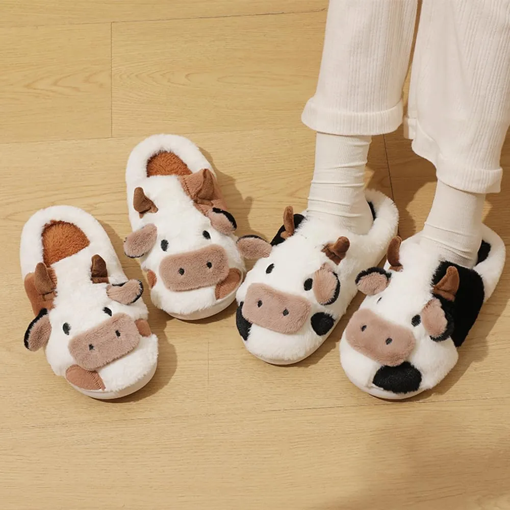 Kids Cow Animal Slippers, Toddler Boys Girls Cute Fuzzy Non-Slip House Slippers for Indoor and Outdoor