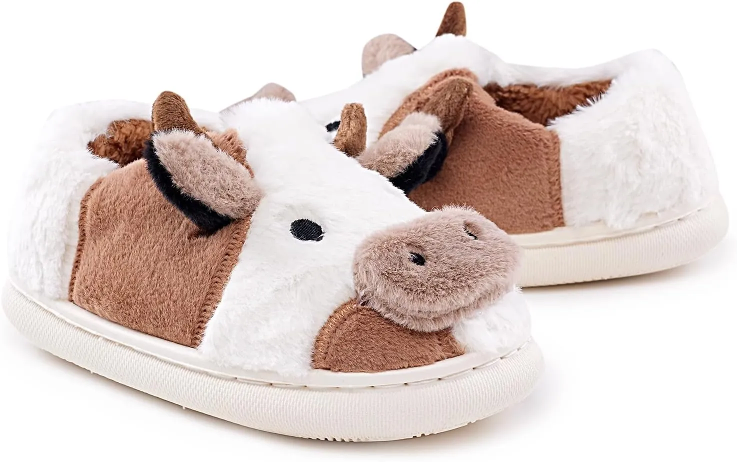 Kids Cow Animal Slippers, Toddler Boys Girls Cute Fuzzy Non-Slip House Slippers for Indoor and Outdoor