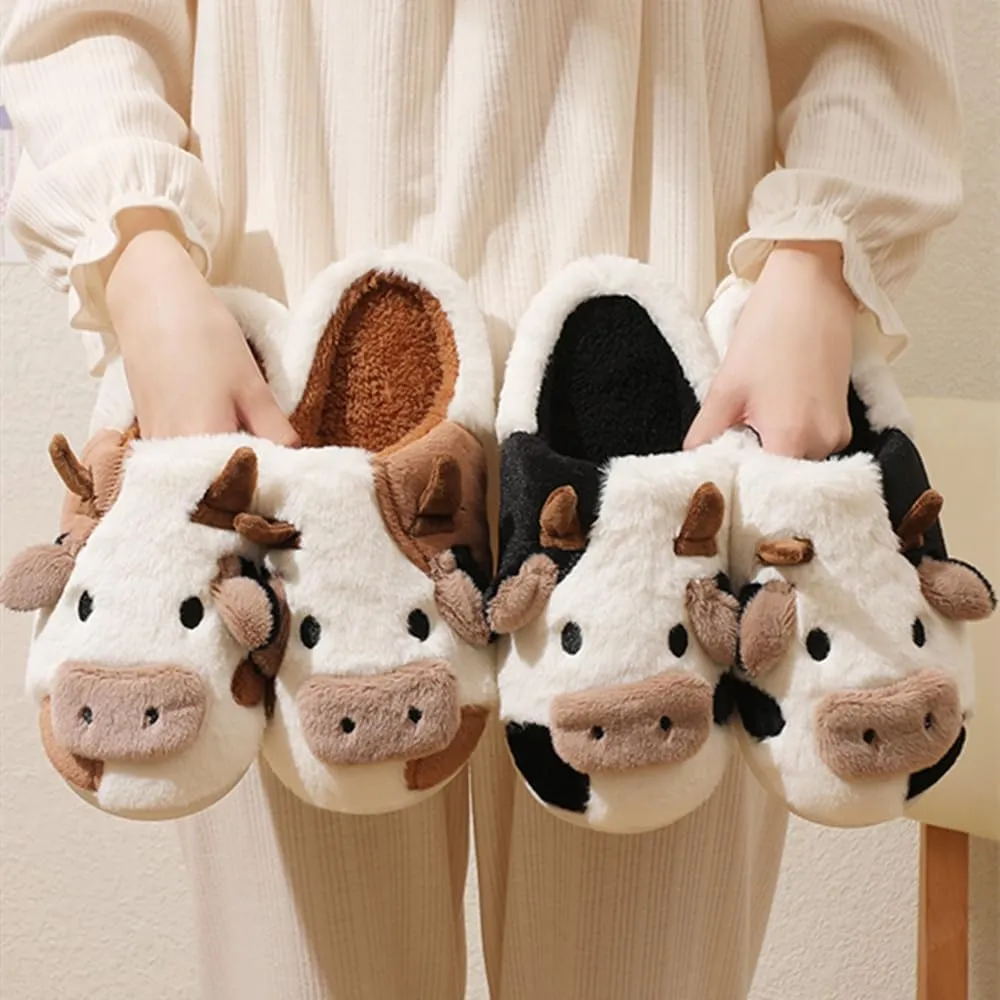Kids Cow Animal Slippers, Toddler Boys Girls Cute Fuzzy Non-Slip House Slippers for Indoor and Outdoor