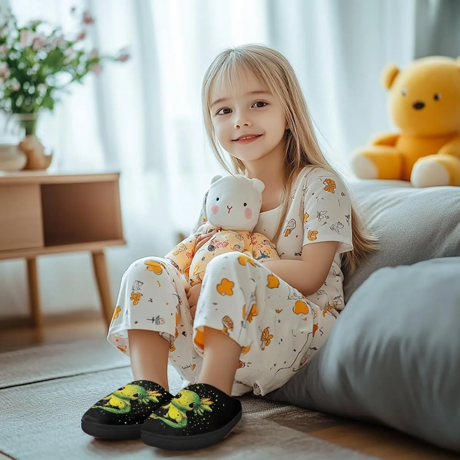 Kids Home Slippers for Boys Girls, Winter Warm House Slippers Non Slip Comfy Slippers for Indoor Outdoor