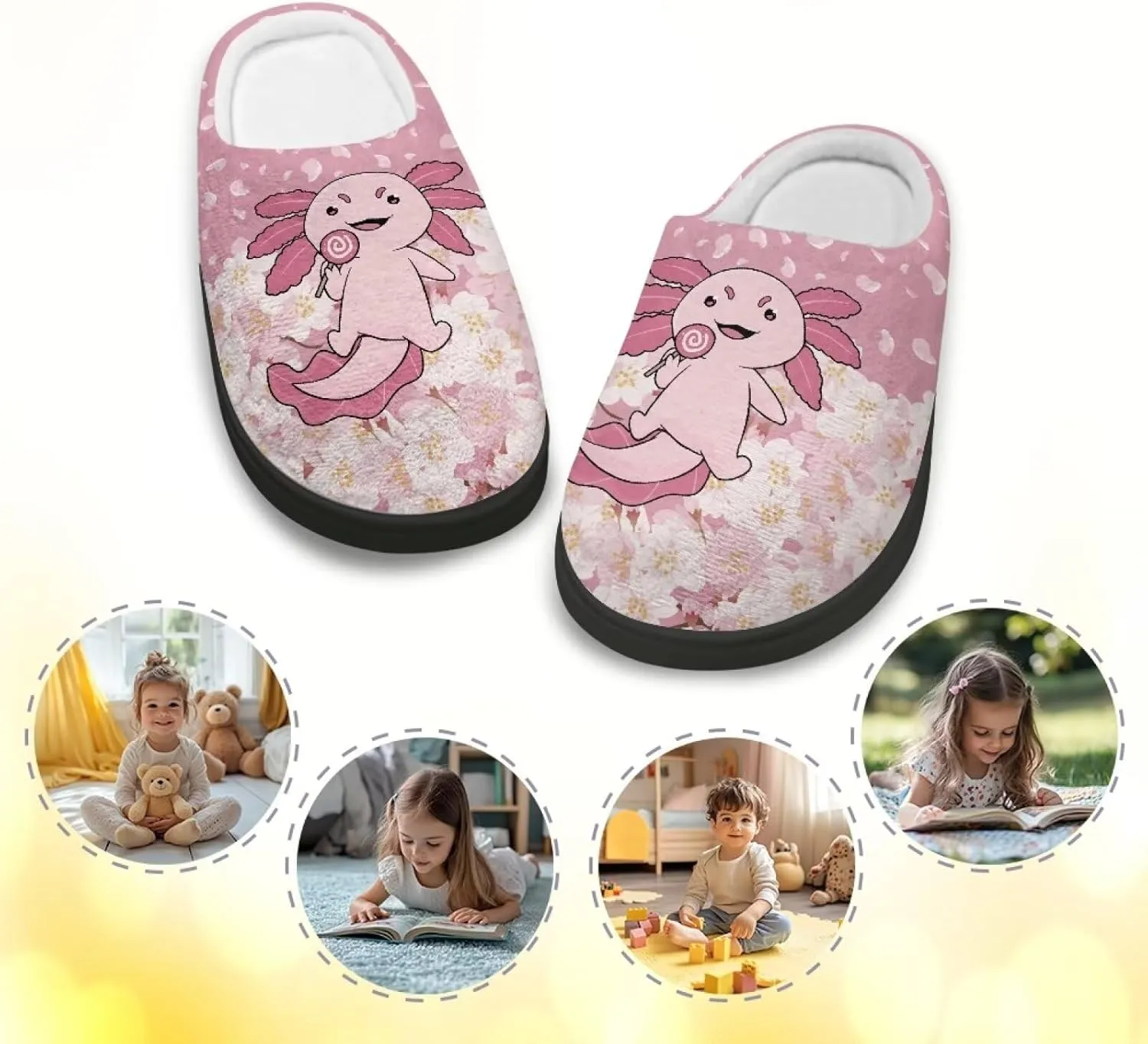 Kids House Slippers Pink, Warm Soft Slippers Home Slippers for Girls Non Slip, Comfy Cozy Slippers Indoor