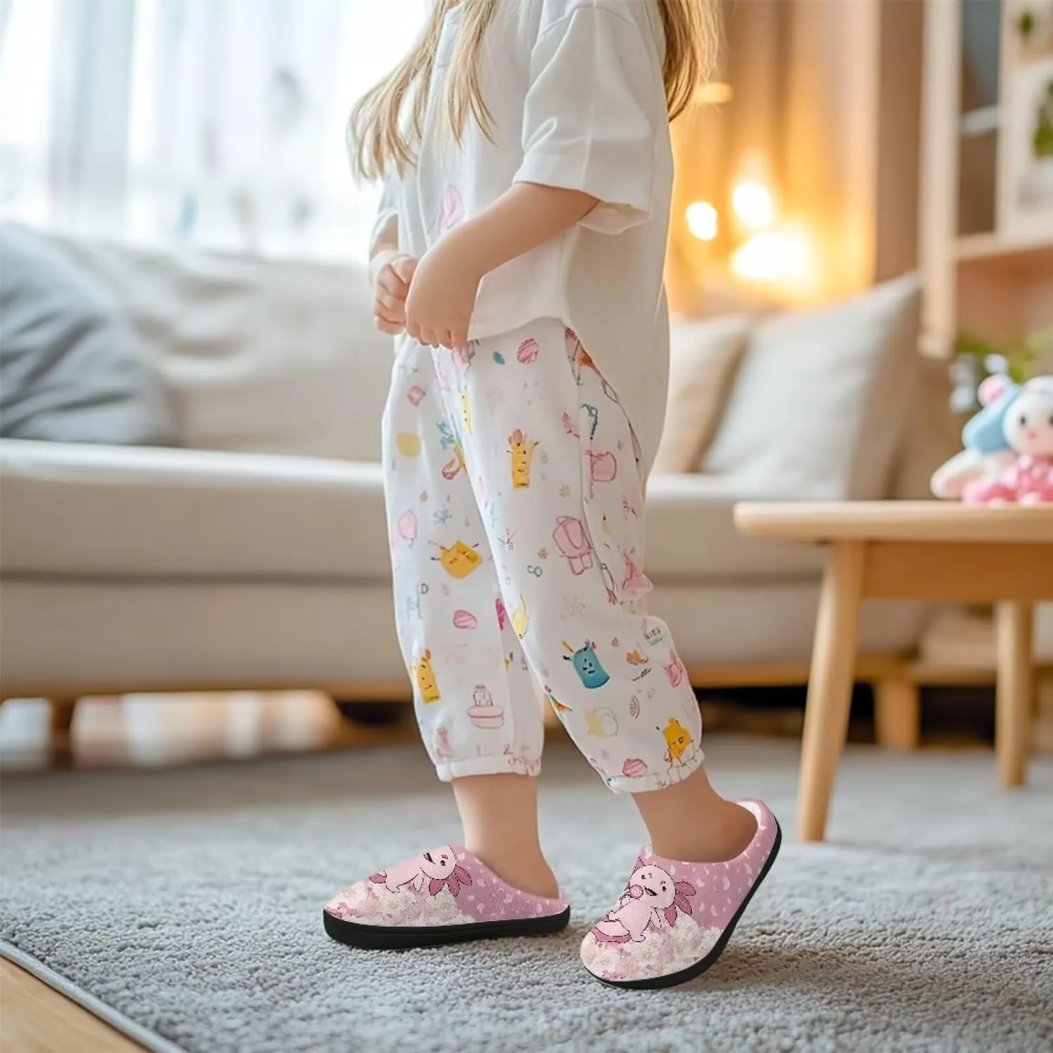 Kids House Slippers Pink, Warm Soft Slippers Home Slippers for Girls Non Slip, Comfy Cozy Slippers Indoor