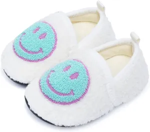 Kids Slippers Toddler Smile Face House Slippers Indoor Home Non-Slip Rubber Sole Shoes Warm Cozy Socks