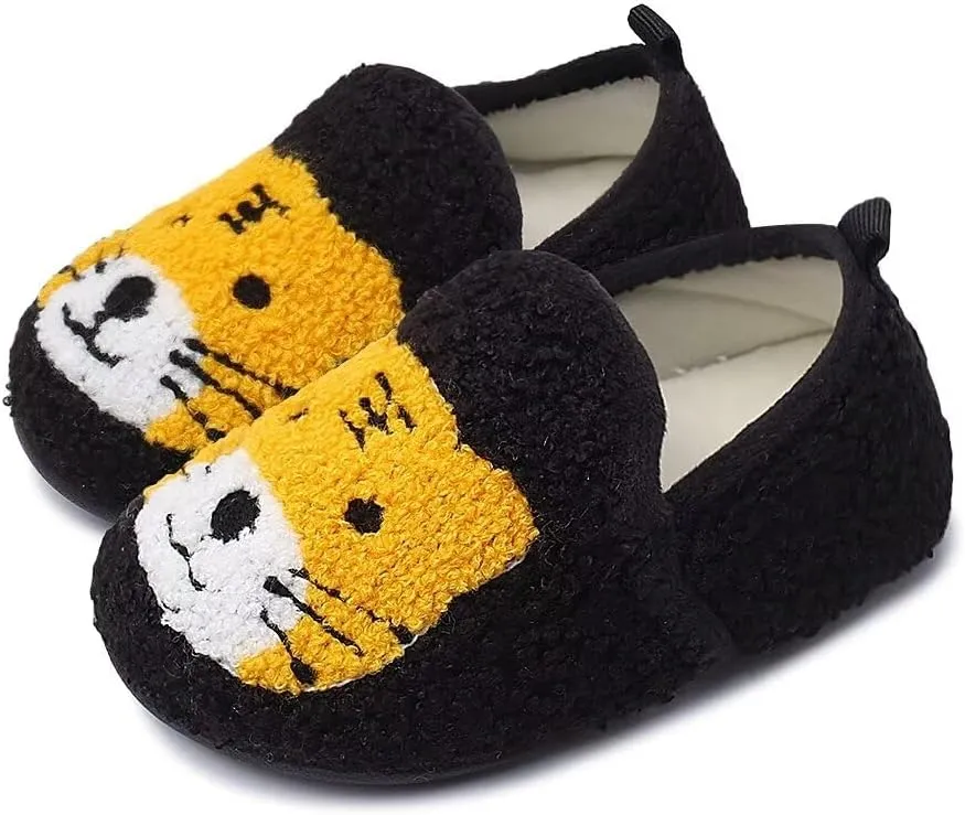 Kids Slippers Toddler Smile Face House Slippers Indoor Home Non-Slip Rubber Sole Shoes Warm Cozy Socks