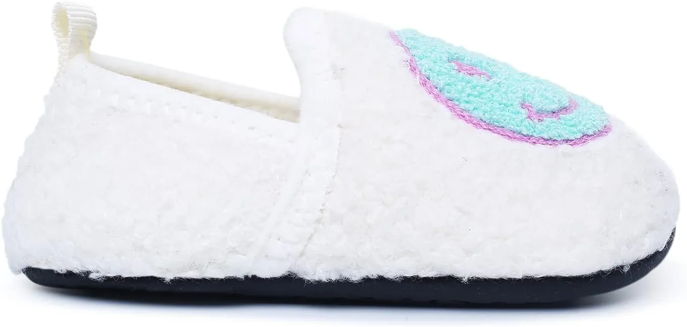 Kids Slippers Toddler Smile Face House Slippers Indoor Home Non-Slip Rubber Sole Shoes Warm Cozy Socks