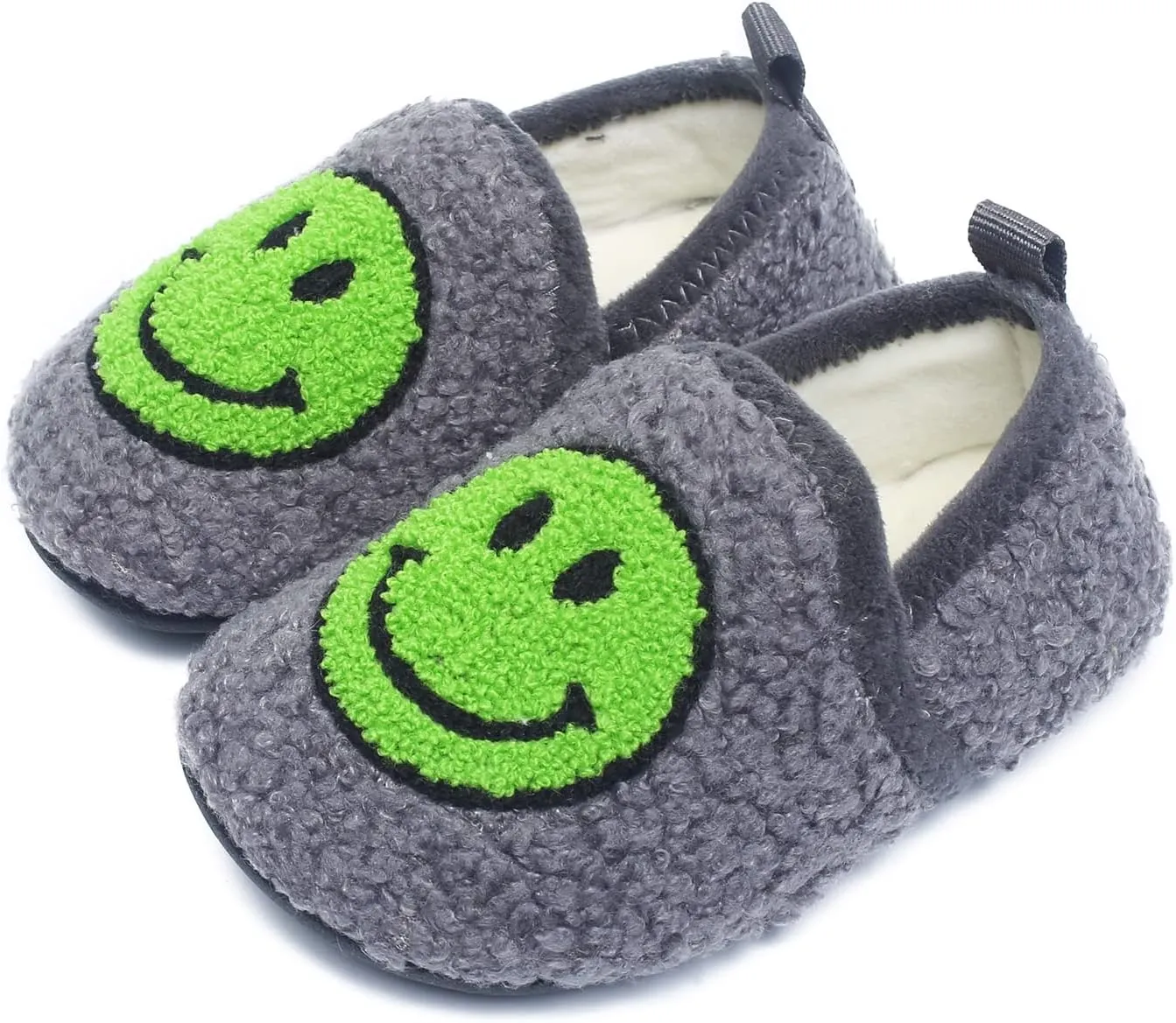 Kids Slippers Toddler Smile Face House Slippers Indoor Home Non-Slip Rubber Sole Shoes Warm Cozy Socks