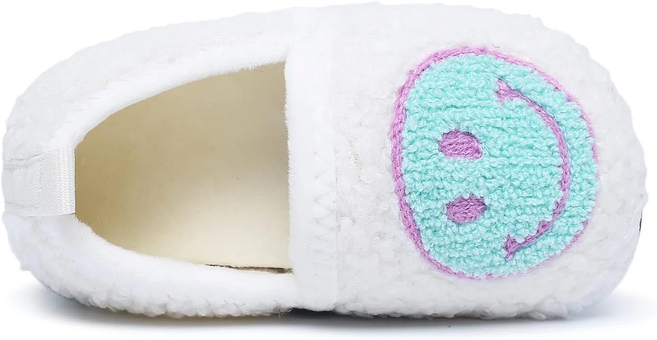 Kids Slippers Toddler Smile Face House Slippers Indoor Home Non-Slip Rubber Sole Shoes Warm Cozy Socks