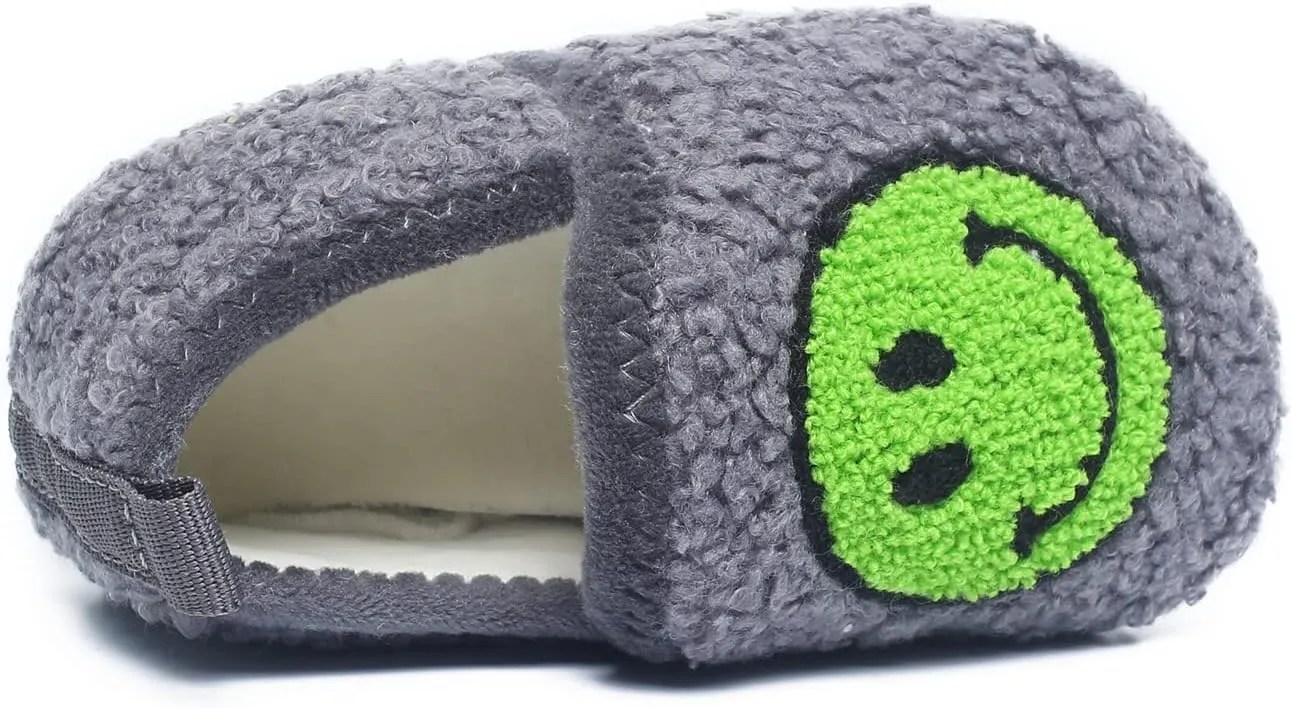Kids Slippers Toddler Smile Face House Slippers Indoor Home Non-Slip Rubber Sole Shoes Warm Cozy Socks