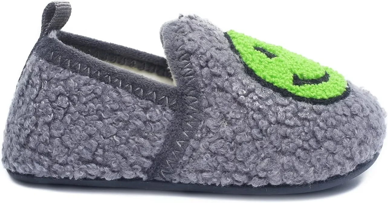 Kids Slippers Toddler Smile Face House Slippers Indoor Home Non-Slip Rubber Sole Shoes Warm Cozy Socks