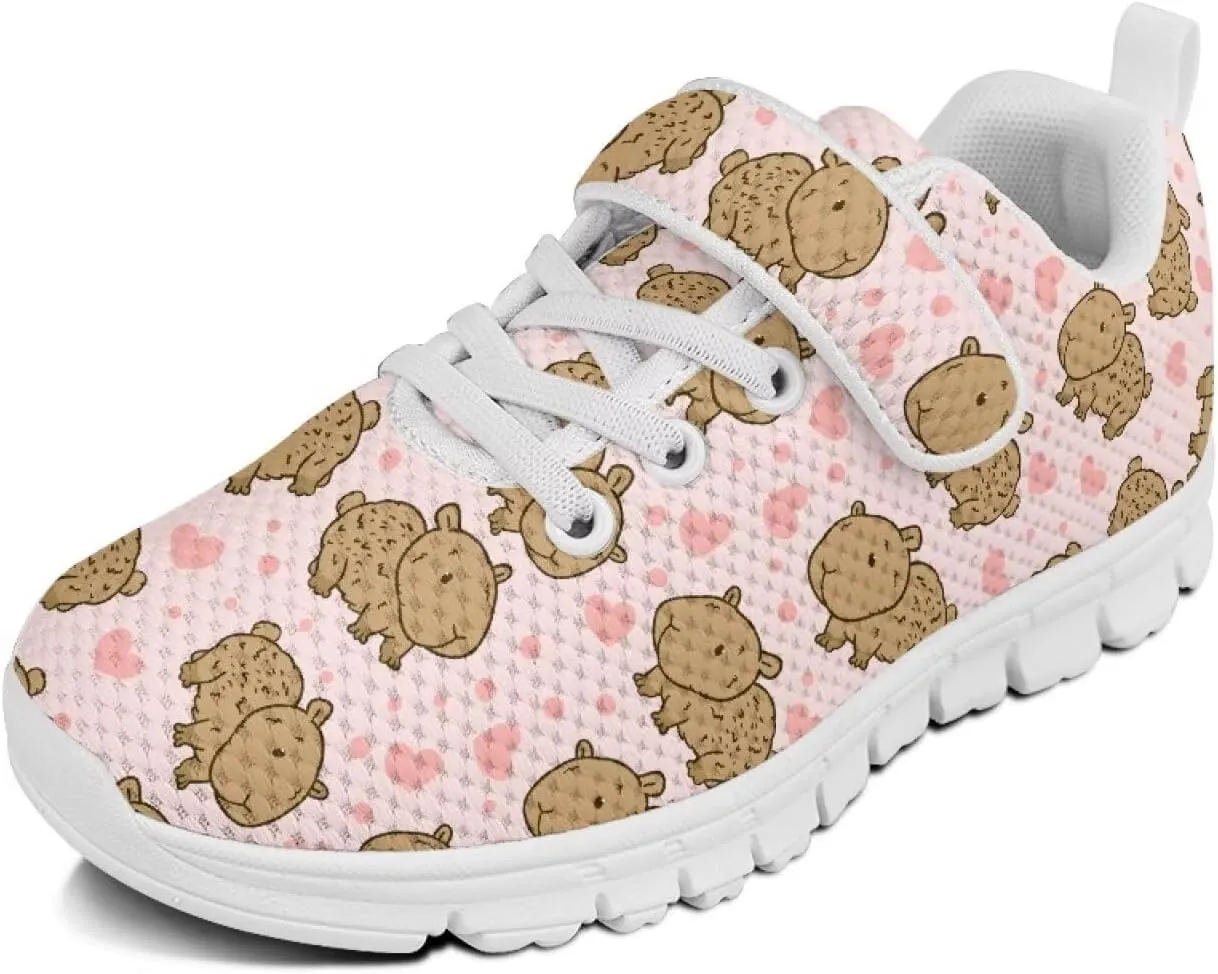 Kids Sneakers for Boys Girls Single Buckle Running Tennis Shoes Breathable Lightweight Sport Athletic Shoe for Little Kids Size 11-15 White Sole