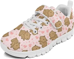 Kids Sneakers for Boys Girls Single Buckle Running Tennis Shoes Breathable Lightweight Sport Athletic Shoe for Little Kids Size 11-15 White Sole