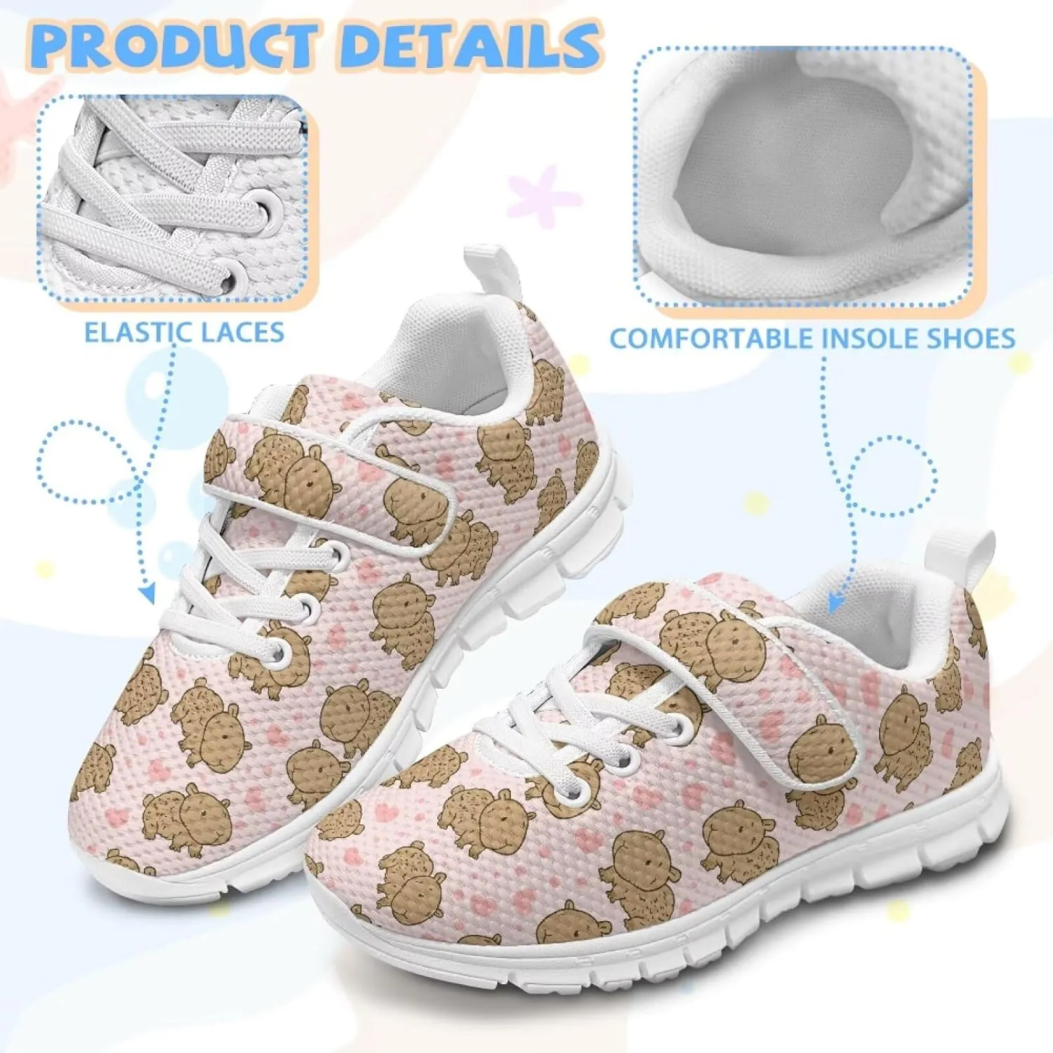 Kids Sneakers for Boys Girls Single Buckle Running Tennis Shoes Breathable Lightweight Sport Athletic Shoe for Little Kids Size 11-15 White Sole