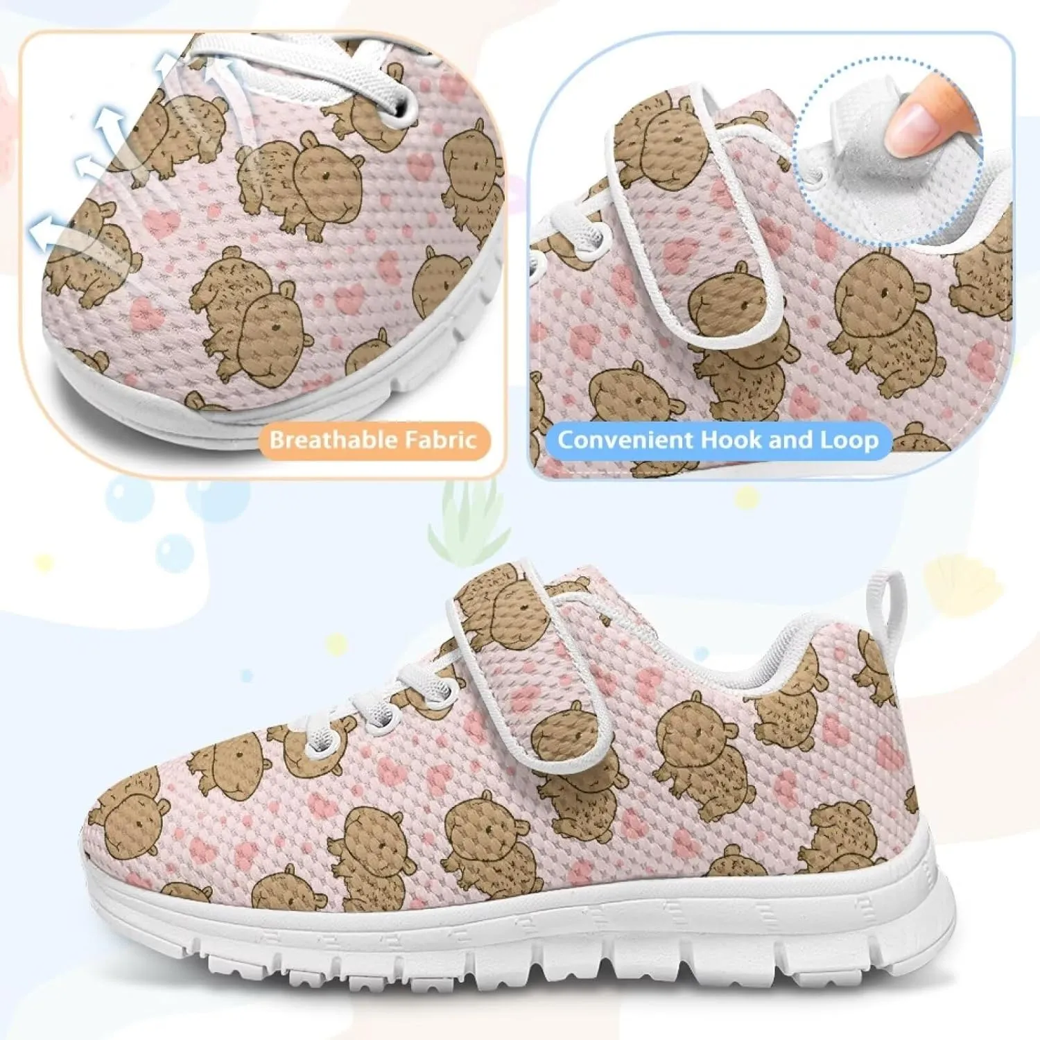 Kids Sneakers for Boys Girls Single Buckle Running Tennis Shoes Breathable Lightweight Sport Athletic Shoe for Little Kids Size 11-15 White Sole