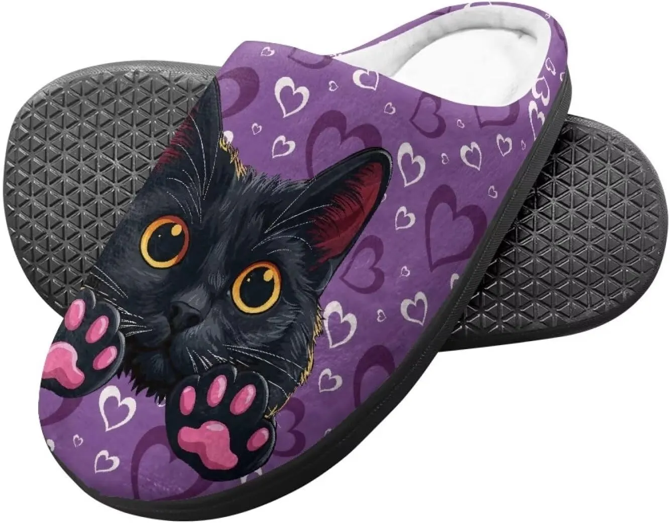 Kids Winter Fuzzy Slippers Cute Animal Pattern Home Bedroom Slippers Non Slip Black Sole
