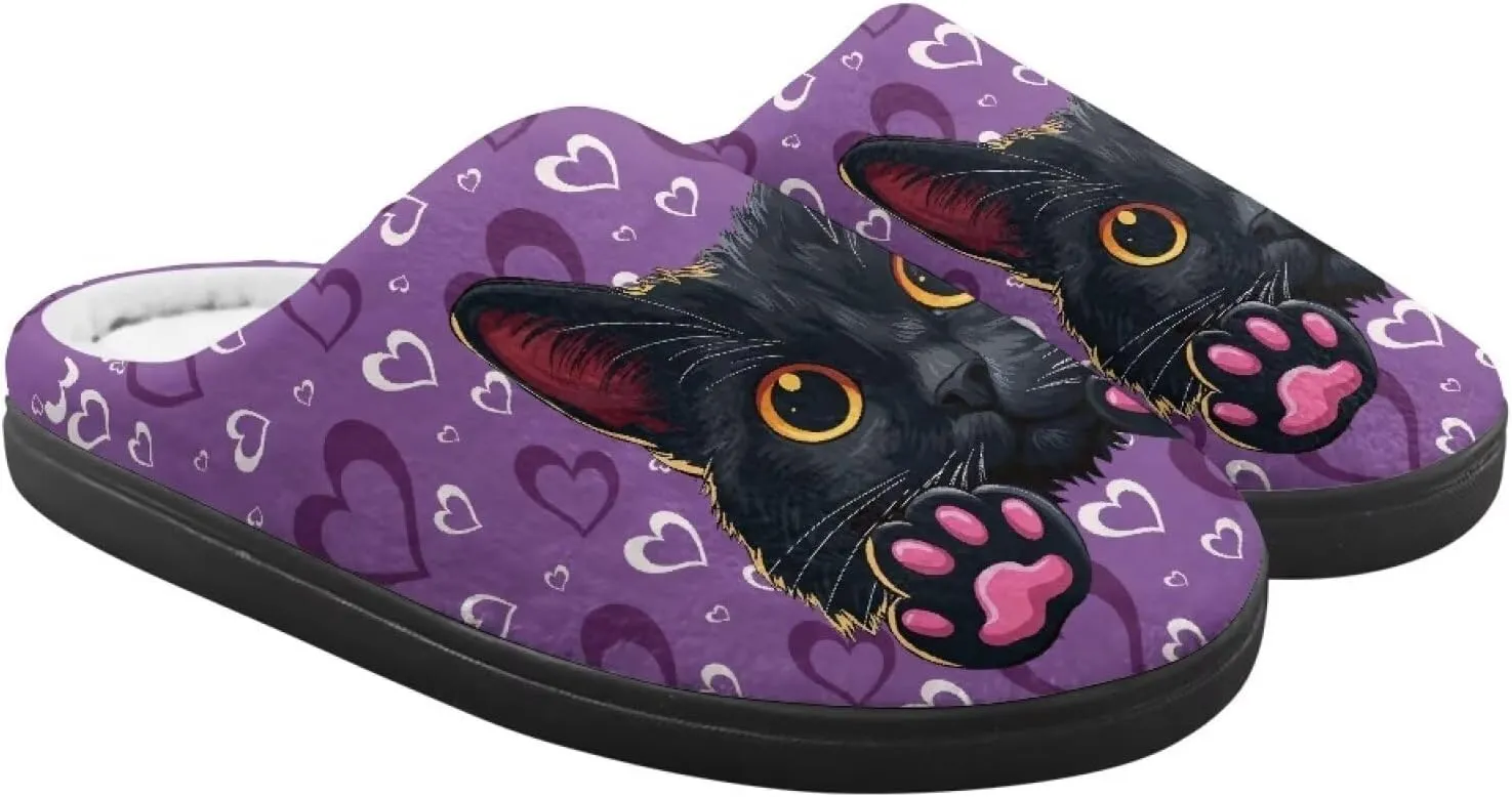 Kids Winter Fuzzy Slippers Cute Animal Pattern Home Bedroom Slippers Non Slip Black Sole