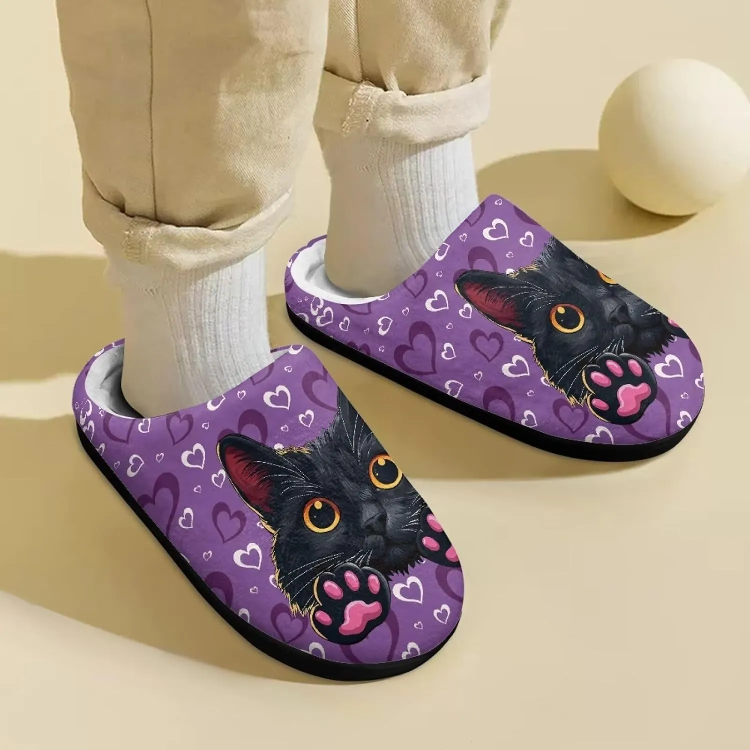 Kids Winter Fuzzy Slippers Cute Animal Pattern Home Bedroom Slippers Non Slip Black Sole