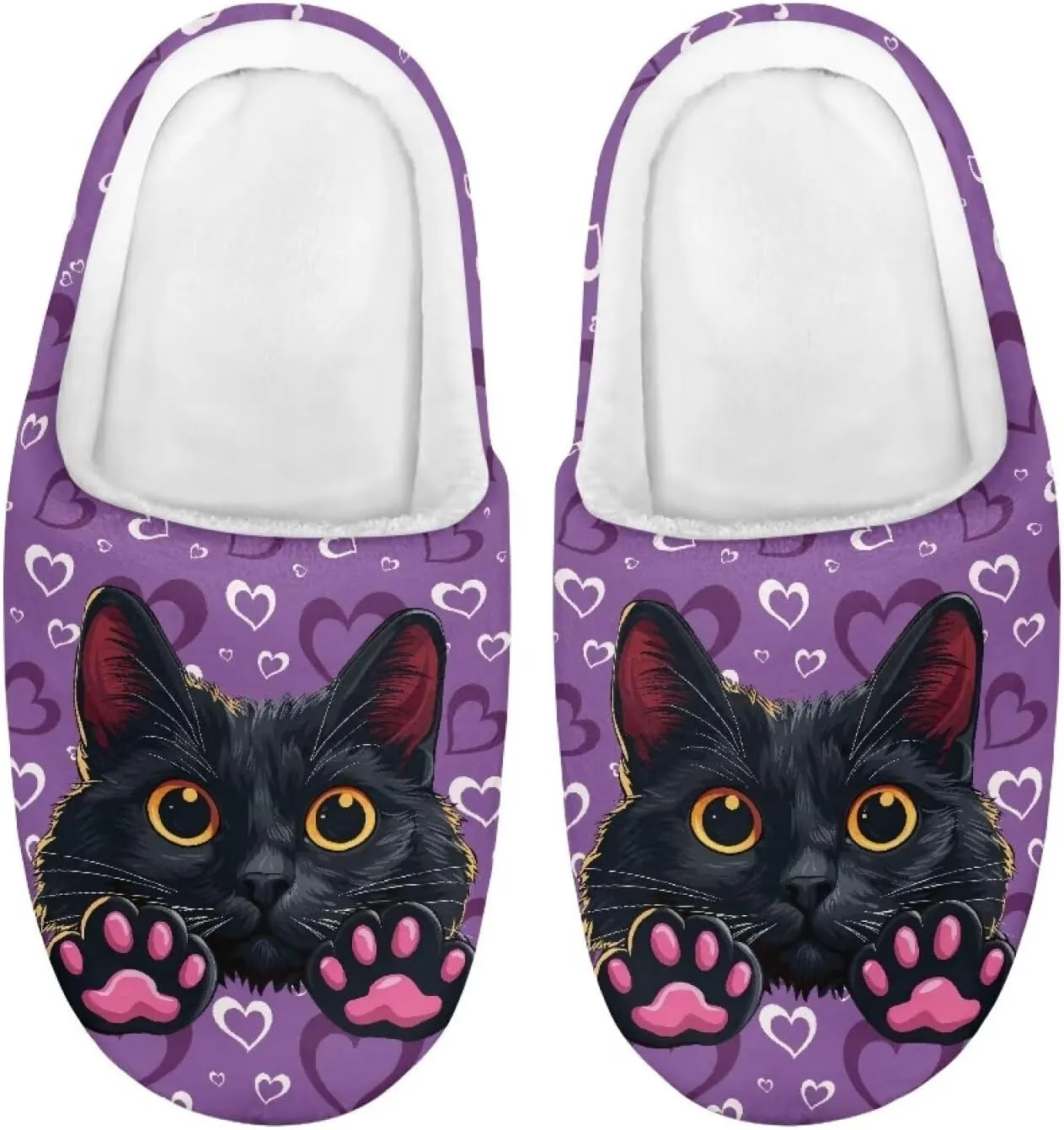 Kids Winter Fuzzy Slippers Cute Animal Pattern Home Bedroom Slippers Non Slip Black Sole