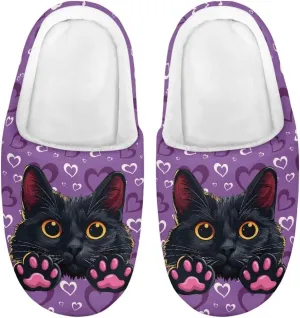 Kids Winter Fuzzy Slippers Cute Animal Pattern Home Bedroom Slippers Non Slip Black Sole