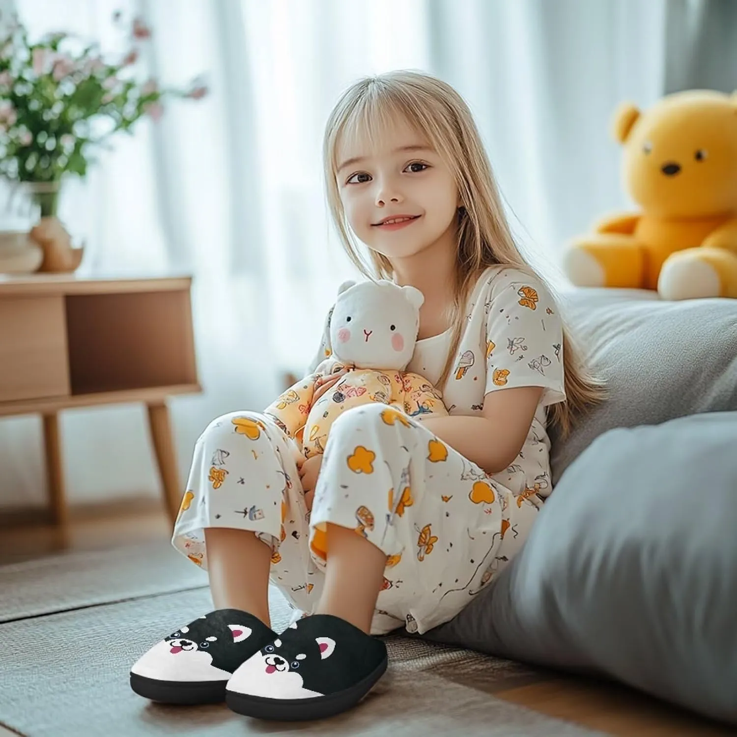 Kids Winter Slippers Bedroom Cute Casual Plush House Slippers Non Slip