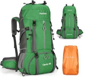 King'sGuard 60L Hiking Backpack, Waterproof Camping Backpacking Backpack for Men Outdoor Climbing Daypack (Green)