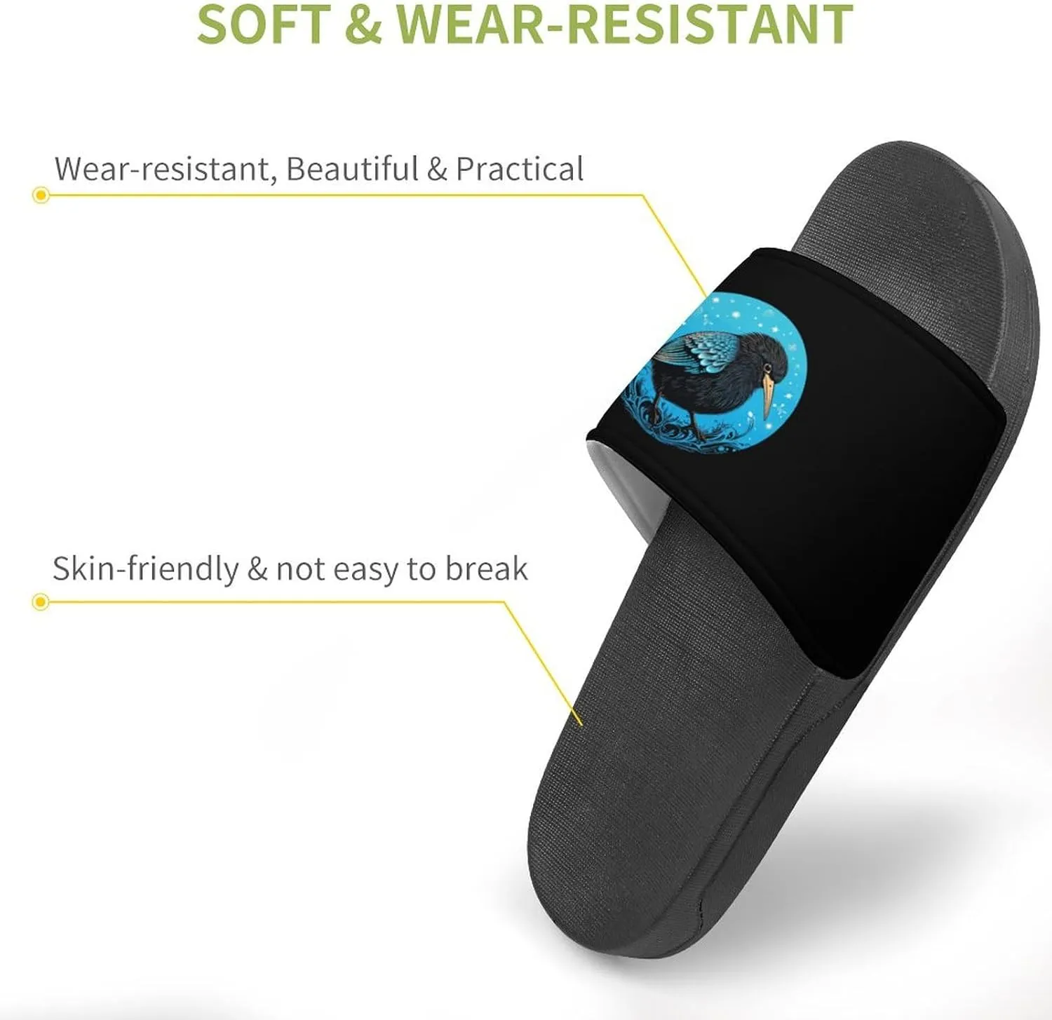 Kiwi Bird PVC Home Slippers Non Slip Shower Shoes Bathroom Slippers Sandals for Women Men