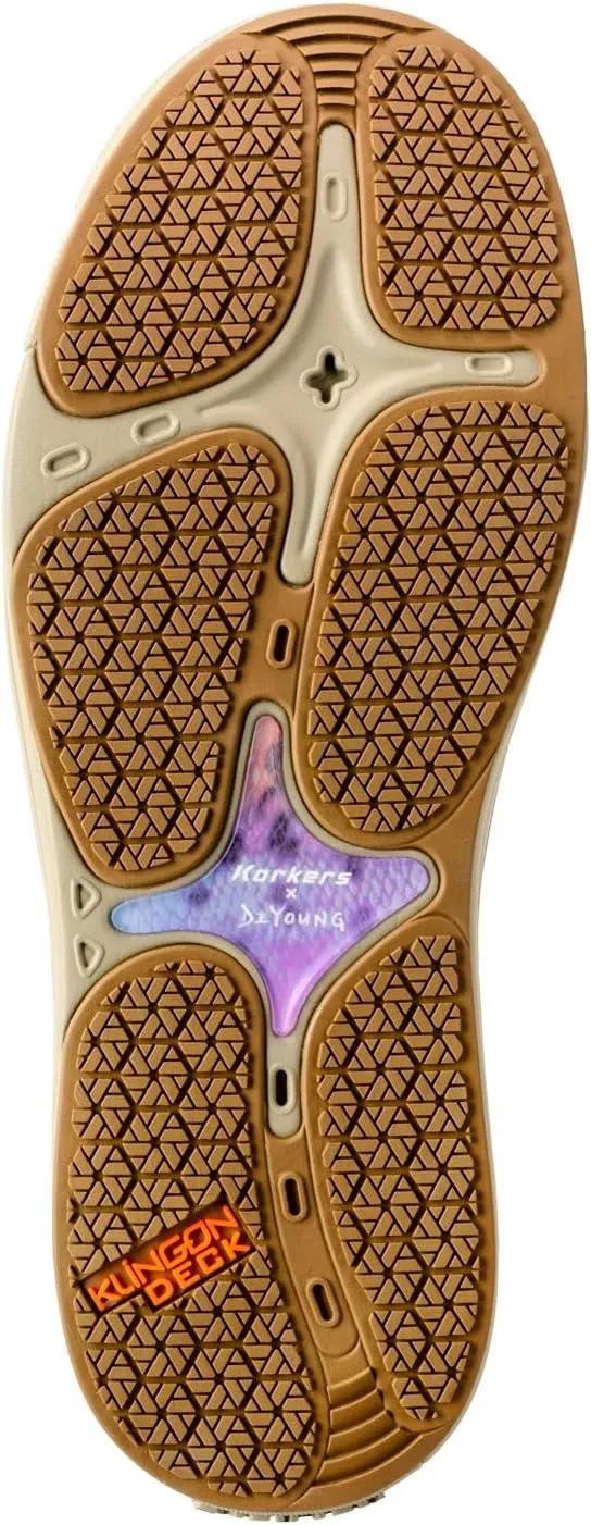 Korkers Men's Leather Fish Moc Vented Rainbow Trout w/Fixed Kling-On Deck Soles