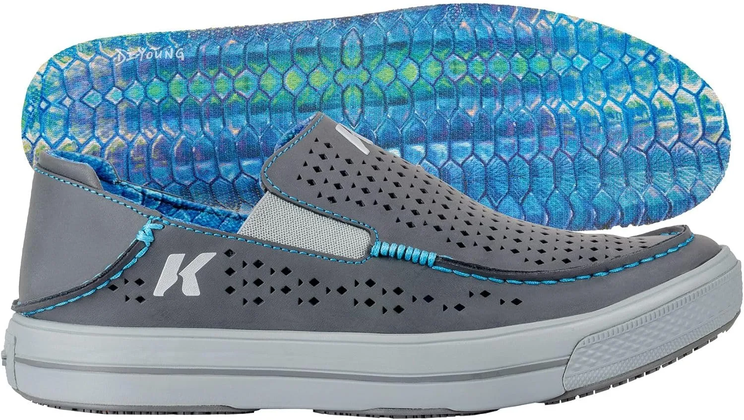 Korkers Men's Leather Fish Moc Vented Tarpon w/Fixed Kling-On Deck Soles