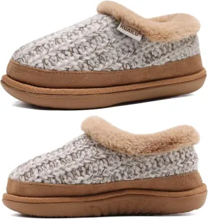 KuaiLu House Slippers for Women Comfortable Memory Foam Plaid Slipper Ladies Warm Fuzzy Plush Fur Lined Winter Home Shoes Orthotic Plantar Fasciitis Arch Support Indoor Outdoor