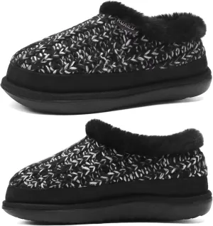 KuaiLu House Slippers for Women Comfortable Memory Foam Plaid Slipper Ladies Warm Fuzzy Plush Fur Lined Winter Home Shoes Orthotic Plantar Fasciitis Arch Support Indoor Outdoor