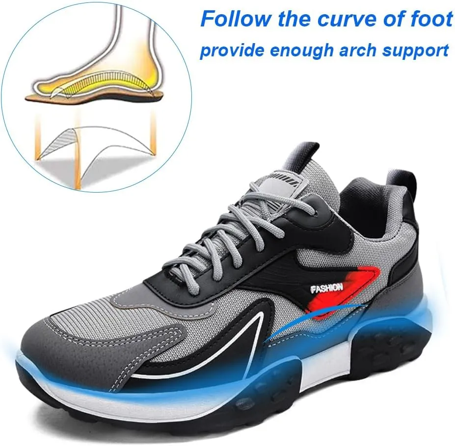 KUNWFNIX Mens Slip On Walking Shoes Non Slip Running Shoes Lightweight Workout Shoes Breathable Mesh Fashion Casual Sneakers