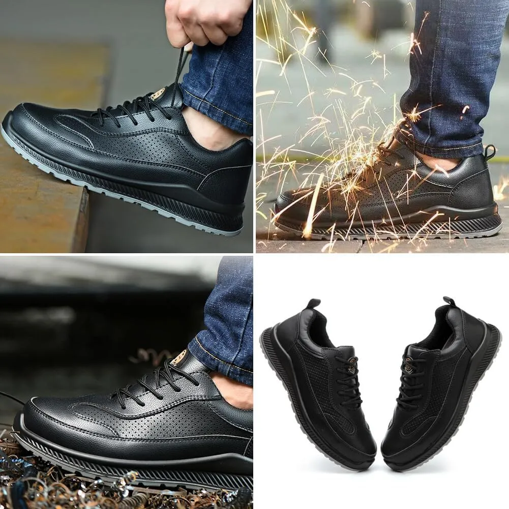 KUNWFNIX Steel Toe Sneakers for Men Women Lightweight Safety Shoes Comfortable Puncture Proof Slip On Composite Toe Work Shoes