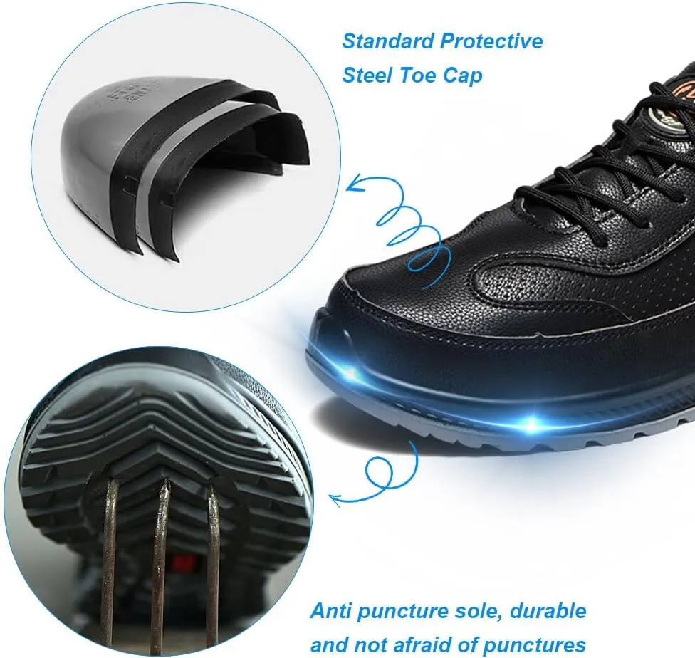 KUNWFNIX Steel Toe Sneakers for Men Women Lightweight Safety Shoes Comfortable Puncture Proof Slip On Composite Toe Work Shoes