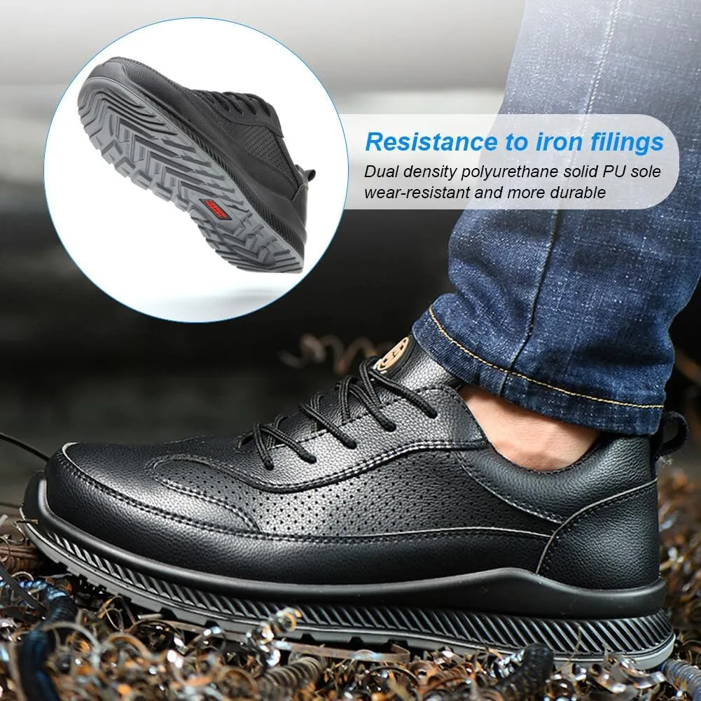 KUNWFNIX Steel Toe Sneakers for Men Women Lightweight Safety Shoes Comfortable Puncture Proof Slip On Composite Toe Work Shoes