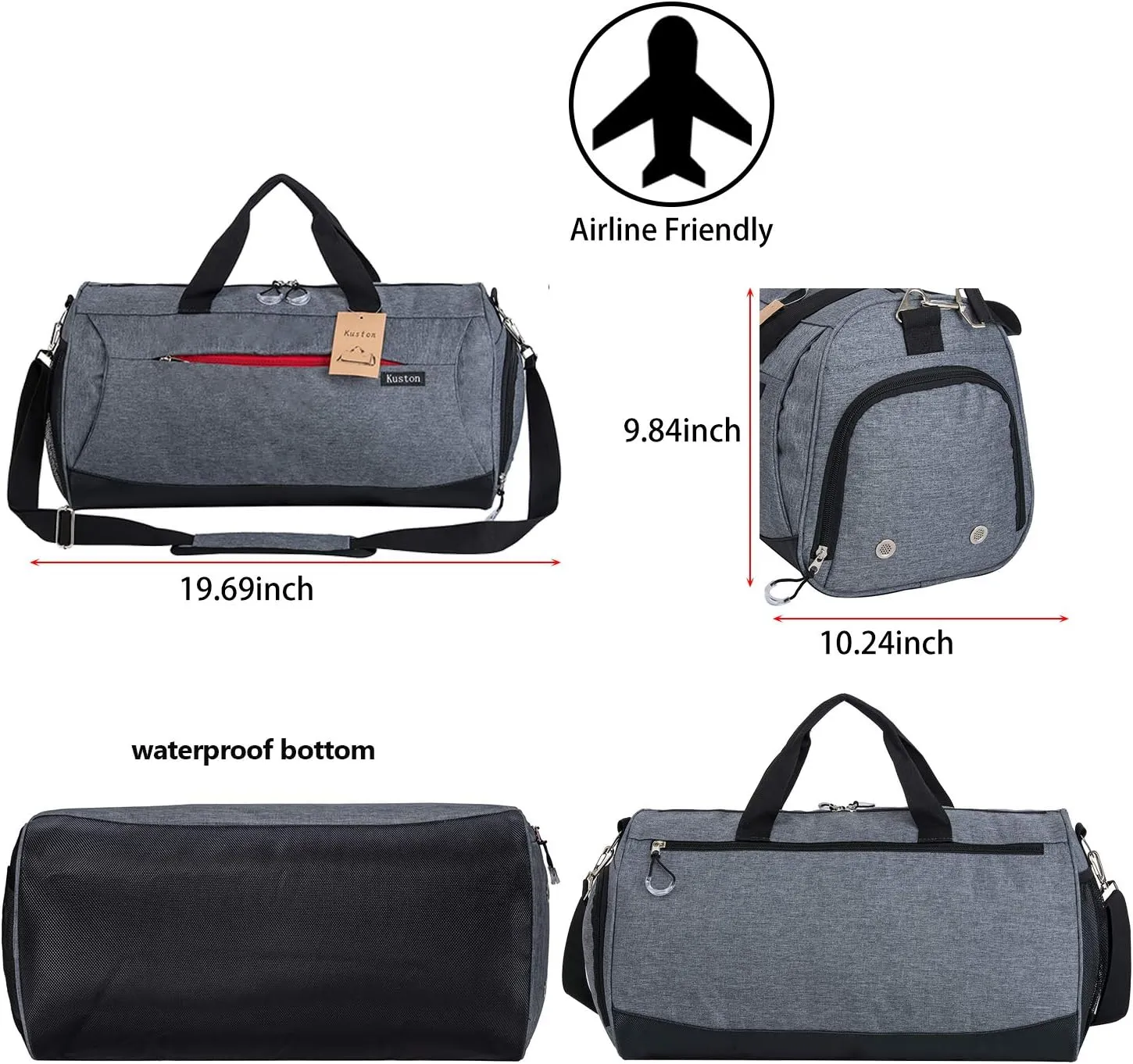 Kuston Sports Small Gym Bag for Men and Women Travel Duffel Bag Workout Bag with Shoes Compartment&Wet Pocket