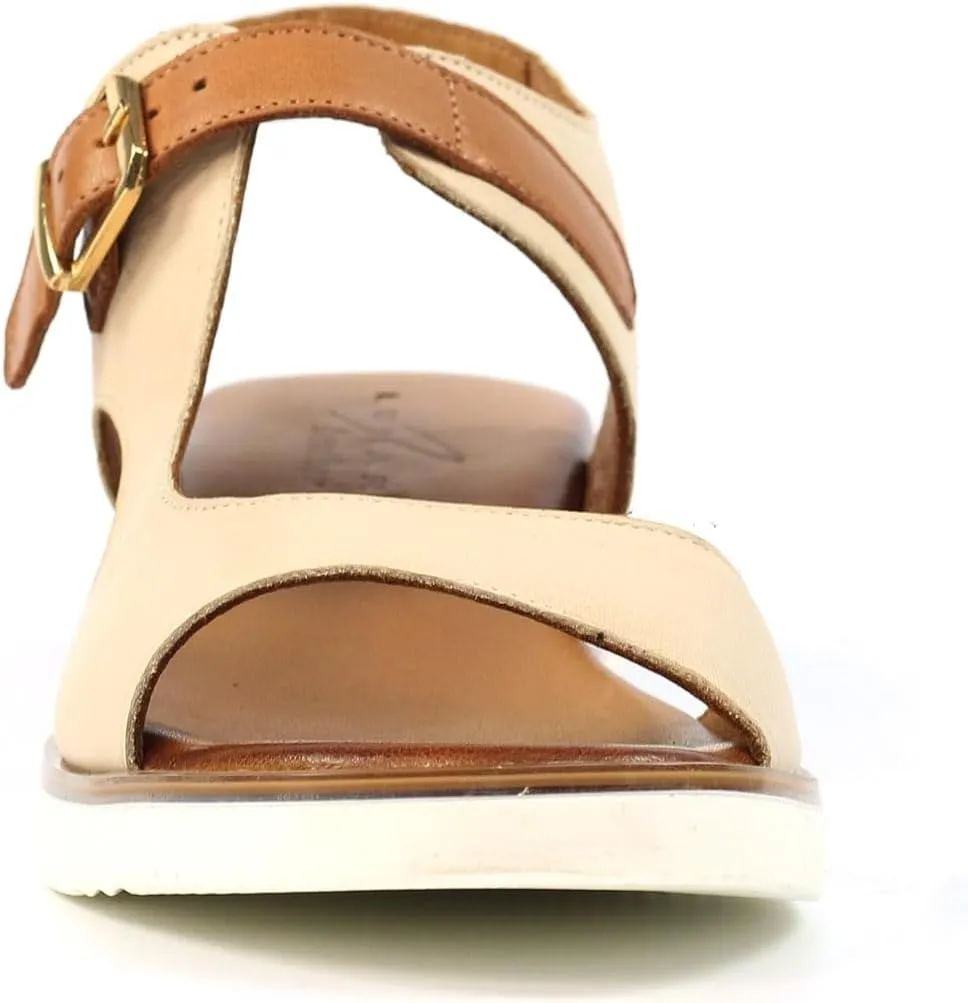 Ladies Beige Leather Wedge Sandals