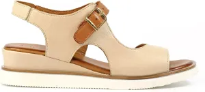 Ladies Beige Leather Wedge Sandals