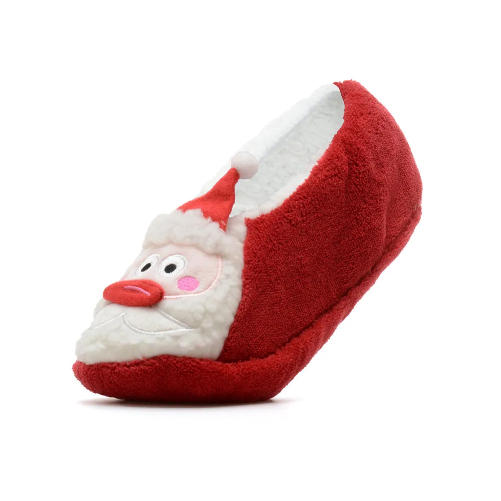Ladies Christmas Design Ballerina Style Sherpa Lined Non-Slip Slippers Socks
