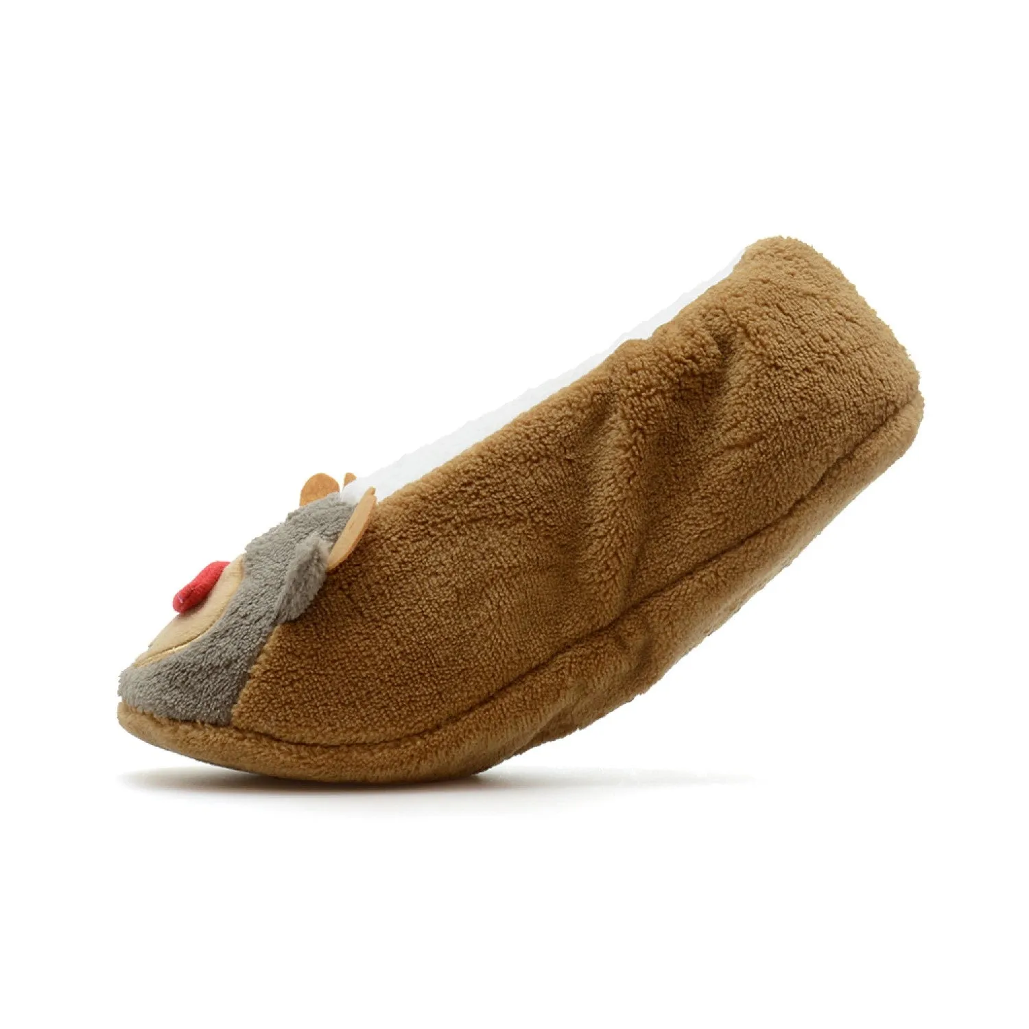 Ladies Christmas Design Ballerina Style Sherpa Lined Non-Slip Slippers Socks