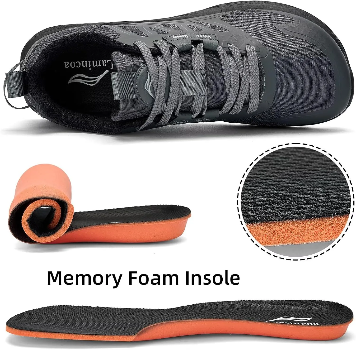 Lamincoa Wide Men's Sneakers Hiking Walking Lightweight Breathable Shoe Non-Slip Outdoor Sports Trail Running Tennis Sneaker