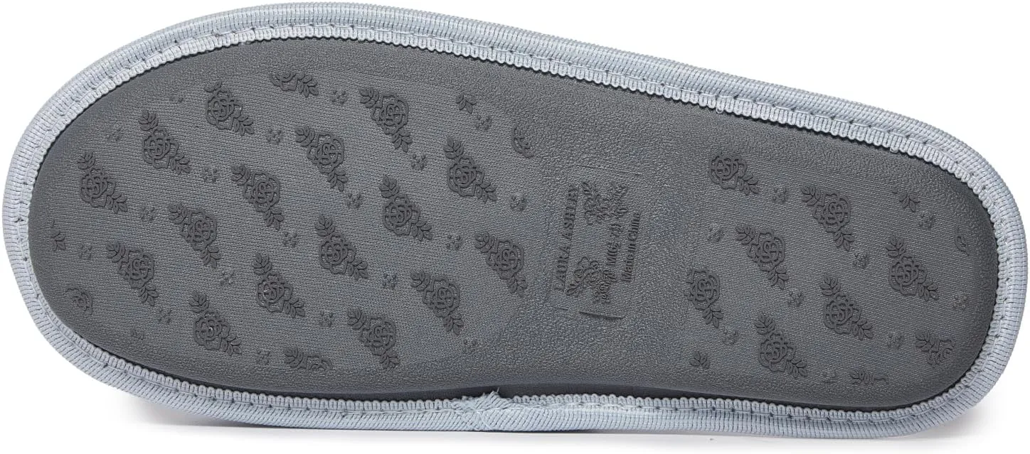 Laura Ashley Women's House Slippers - Cozy Bow Band Memory Foam Open Toe Spa Slide Slipper - Flat Slip On House Slippers for Women
