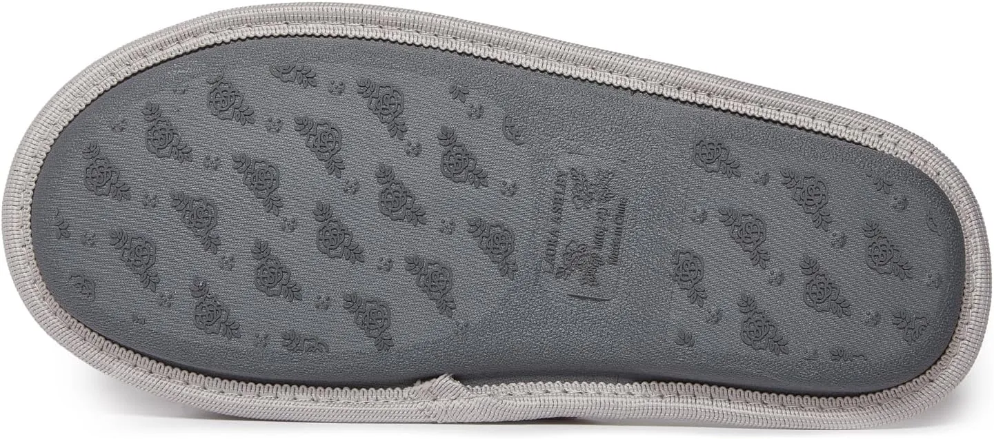 Laura Ashley Women's House Slippers - Cozy Bow Band Memory Foam Open Toe Spa Slide Slipper - Flat Slip On House Slippers for Women