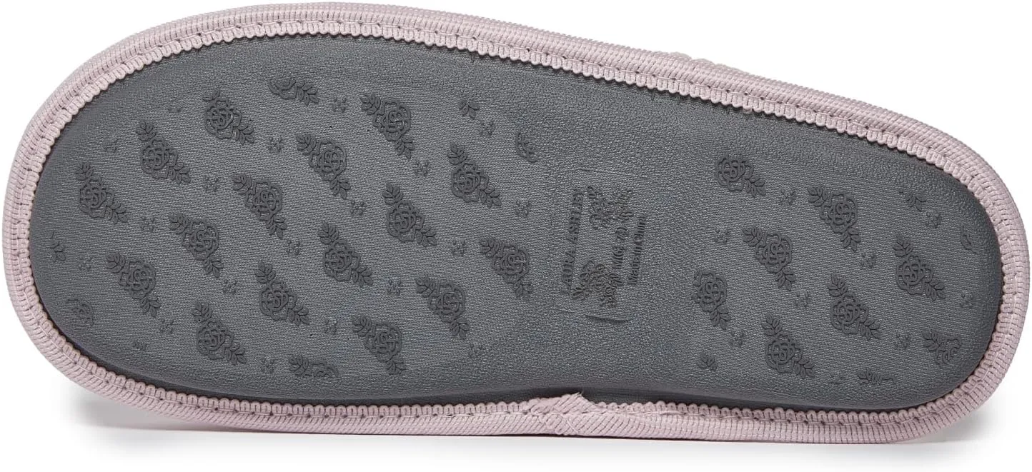 Laura Ashley Womens Plush Memory Foam Scuff Slippers, Fluffy Warm Micro Terry House Shoes, Comfy Slip On Bedroom Slipper