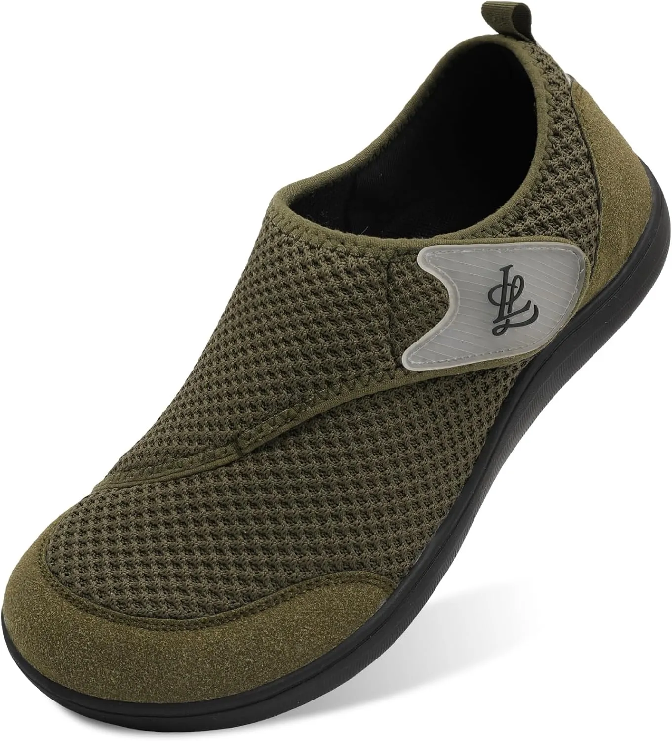 LeIsfIt Mens Walking Shoes Wide Diabetic Shoes Adjustable Barefoot Shoes Breathable Zero Drop Shoes Wide Width Arthritis Edema Shoes