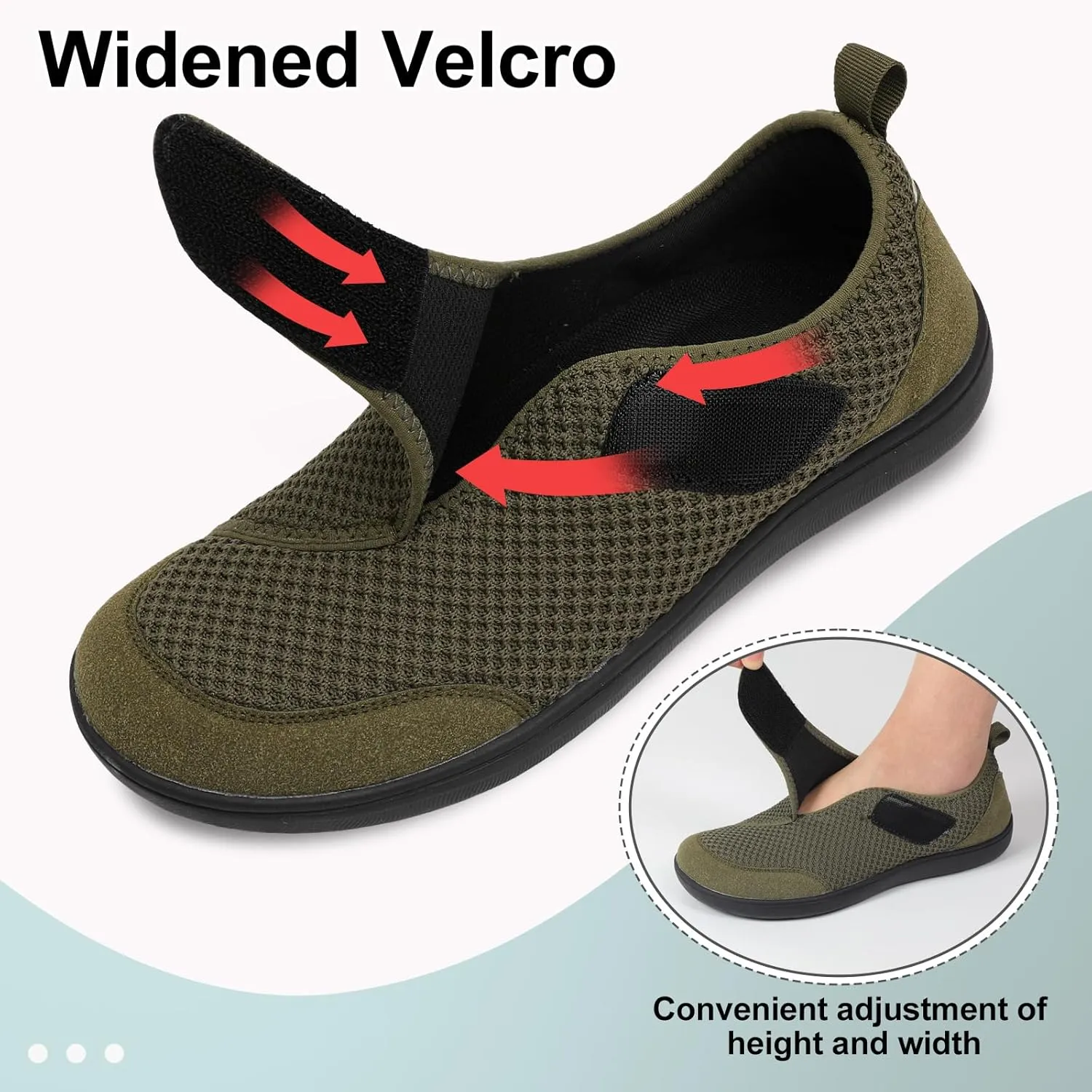 LeIsfIt Mens Walking Shoes Wide Diabetic Shoes Adjustable Barefoot Shoes Breathable Zero Drop Shoes Wide Width Arthritis Edema Shoes