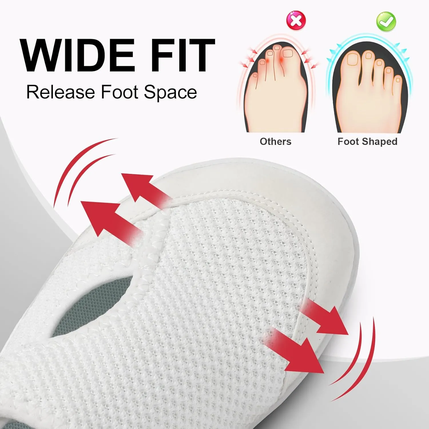 LeIsfIt Womens Wide Diabetic Shoes Adjustable Barefoot Walking Shoes Breathable Zero Drop Sneakers for Wide Width Arthritis Edema Feet Size 6-12